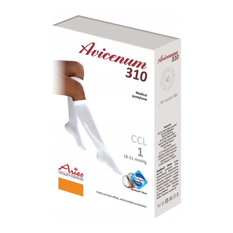 Podkolanówki profilaktyczne bawełniane 310 Aries Avicenum Białe